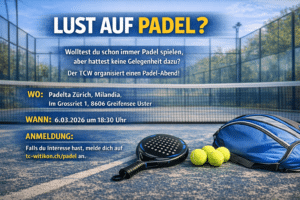 Padel-Abend am 6. März, jetzt anmelden!